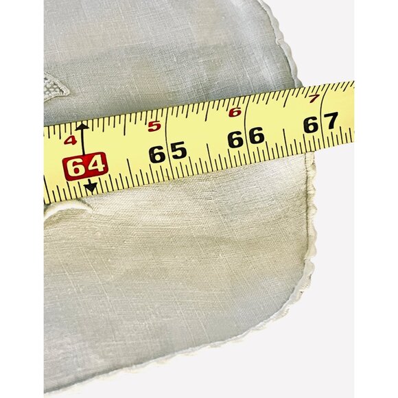 Madeira Tablecloth Beige Scalloped Edges & 8 Lighter Napkins 82x67 Linen Cutwork - Picture 8 of 16